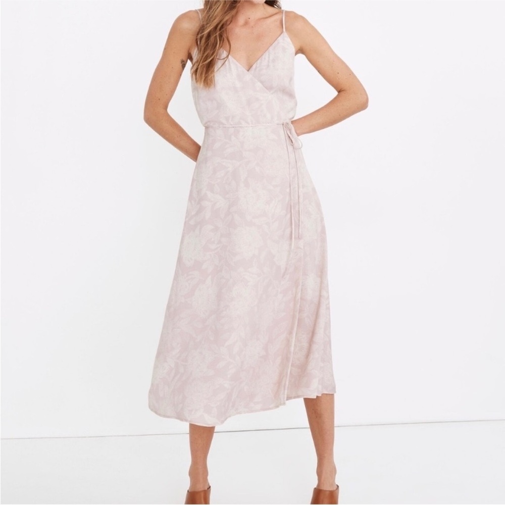 Madewell (Re)sourced Crepe Cami Wrap Dress in Pindot Blooms